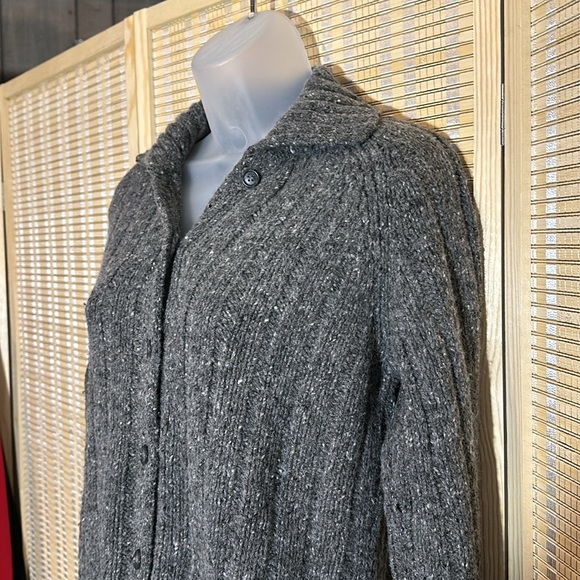 J. Crew Long Gray Cardigan Wool Knit Sweater Medium - Picture 4 of 16